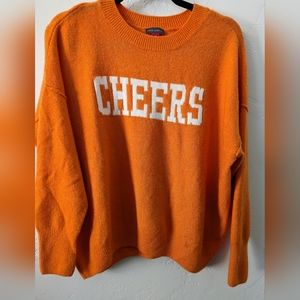 Vinc Camuto Festive Orange "Cheers" sweater size medium